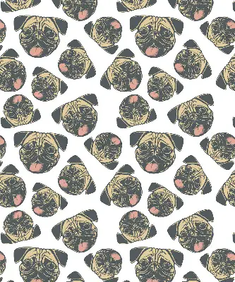 Roller blind for large window bulldogs pattern