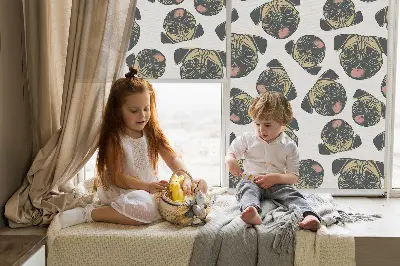 Roller blind for large window bulldogs pattern
