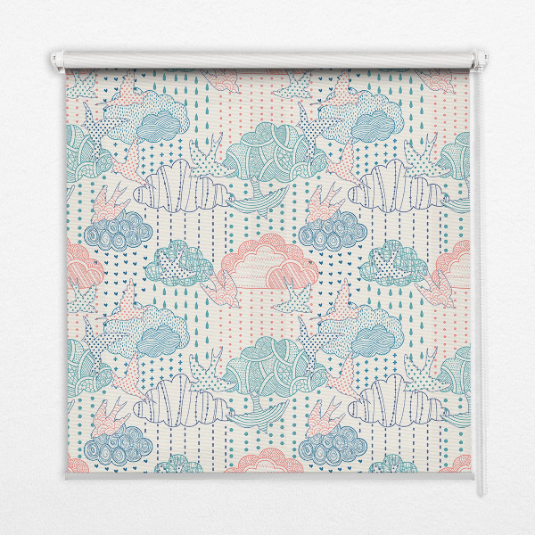 Fabric roller blind Colorful clouds with patterns