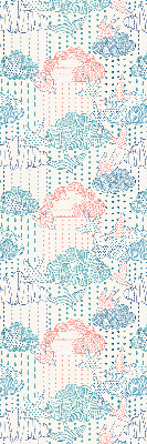 Fabric roller blind with a colorful cloud pattern