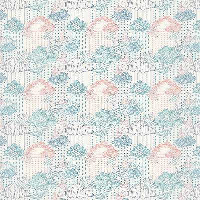 Fabric roller blind with a colorful cloud pattern