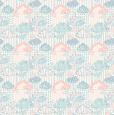 Fabric roller blind Colorful clouds with patterns