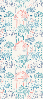 Fabric roller blind with a colorful cloud pattern