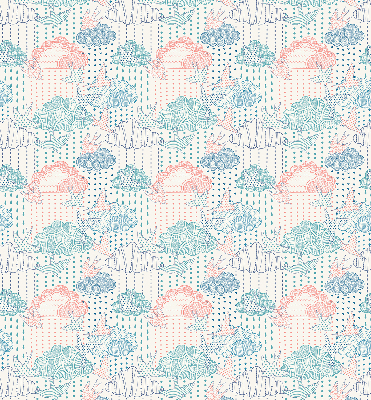 Fabric roller blind Colorful clouds with patterns