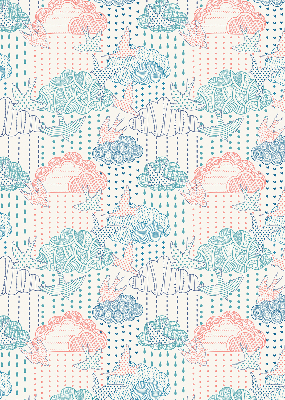 Fabric roller blind Colorful clouds with patterns