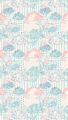 Fabric roller blind with a colorful cloud pattern