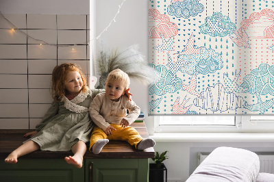 Fabric roller blind Colorful clouds with patterns
