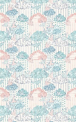 Fabric roller blind Colorful clouds with patterns