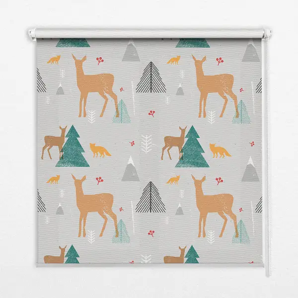 Modern roller blind featuring a forest deer scene