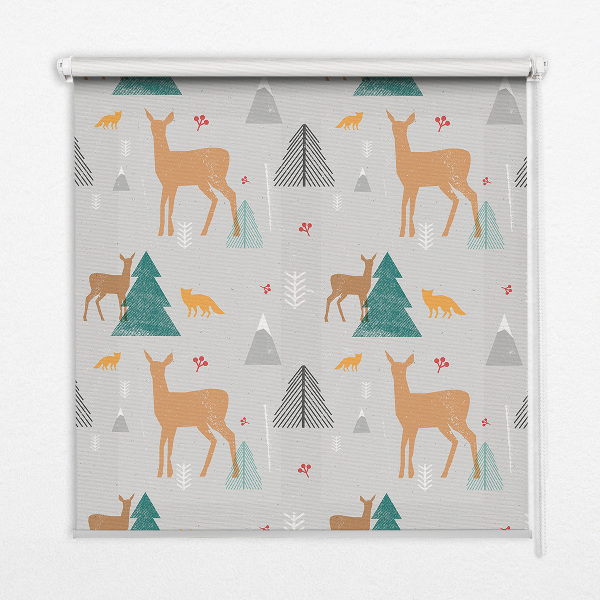 Modern roller blind Roe deer in the forest