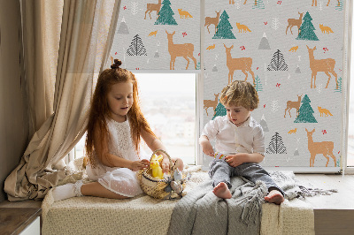 Modern roller blind Roe deer in the forest