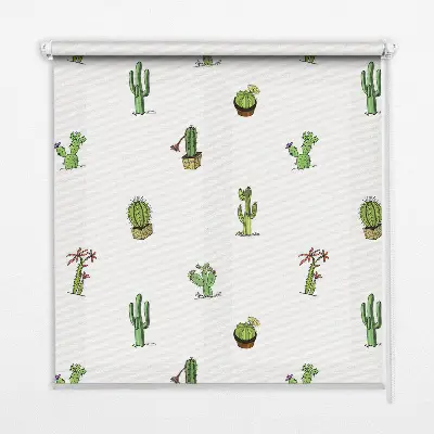 Roller blind for large windows with cactus print