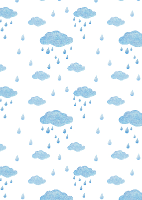 Fabric roller blind clouds and rain design