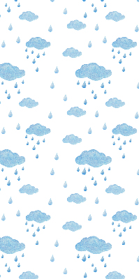 Fabric roller blind clouds and rain design