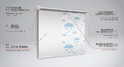 Fabric roller blind clouds and rain design
