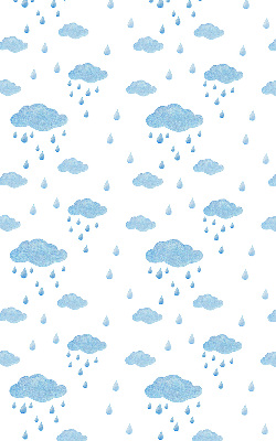 Fabric roller blind clouds and rain design