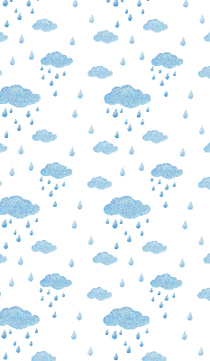 Fabric roller blind clouds and rain design