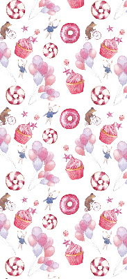 Modern roller blind Pink balloons, donuts, and bunnies