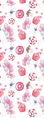 Modern roller blind Pink balloons, donuts, and bunnies