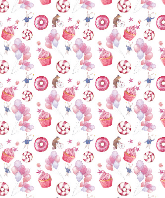 Modern roller blind Pink balloons, donuts, and bunnies