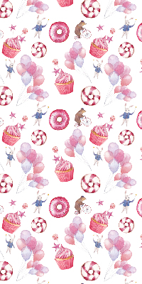 Modern roller blind Pink balloons, donuts, and bunnies