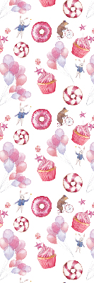 Modern roller blind Pink balloons, donuts, and bunnies