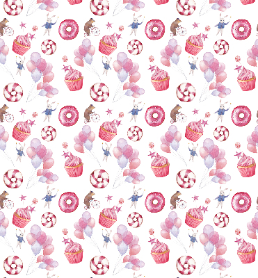 Modern roller blind Pink balloons, donuts, and bunnies