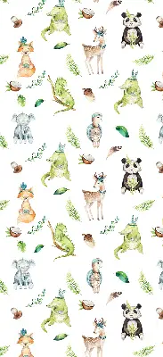 Roller blind for large window with animals and plants pattern