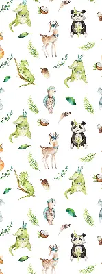 Roller blind for large window with animals and plants pattern