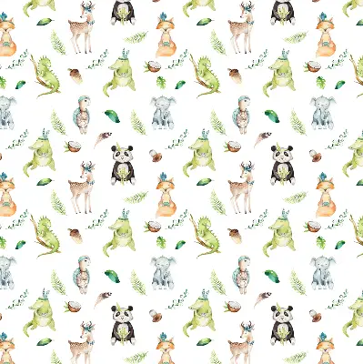 Roller blind for large window with animals and plants pattern
