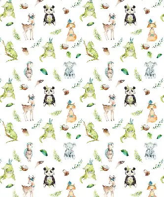 Roller blind for large window with animals and plants pattern