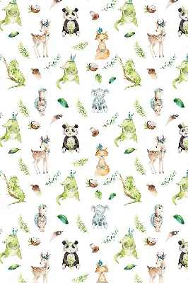 Roller blind for large window with animals and plants pattern