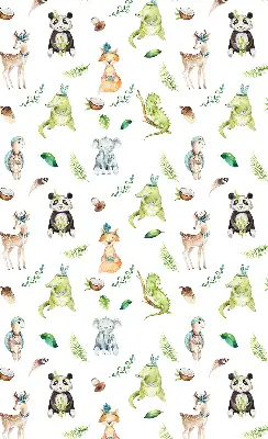 Roller blind for large window with animals and plants pattern