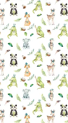 Roller blind for large window with animals and plants pattern