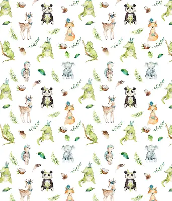 Roller blind for large window with animals and plants pattern