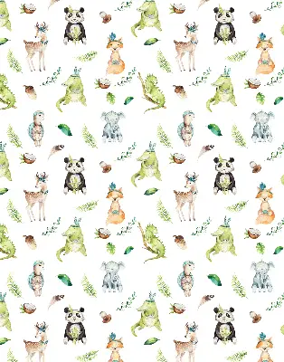 Roller blind for large window with animals and plants pattern