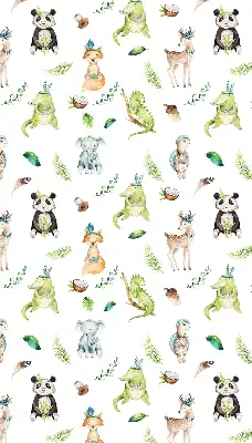 Roller blind for large window with animals and plants pattern