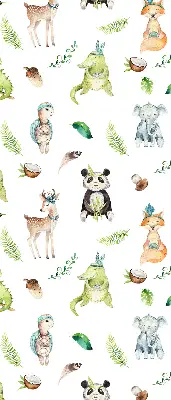 Roller blind for large window with animals and plants pattern