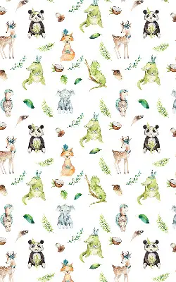 Roller blind for large window with animals and plants pattern