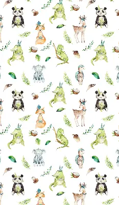 Roller blind for large window with animals and plants pattern