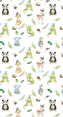 Roller blind for large window with animals and plants pattern