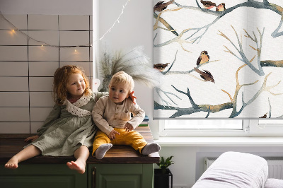 Fabric roller blind Birds on a tree