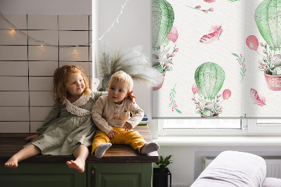 Roller blind for large window Green balloons