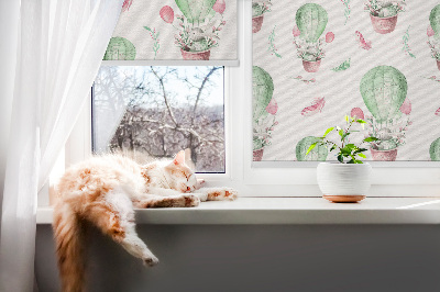 Roller blind for large window Green balloons