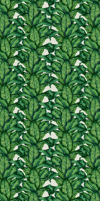Fabric roller blind with a green leaves pattern