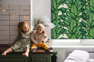 Fabric roller blind Green leaves