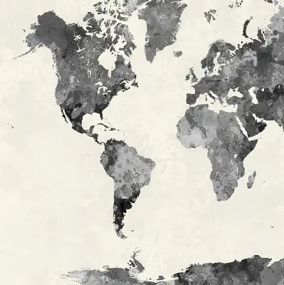 Modern roller blind with a map of black continents