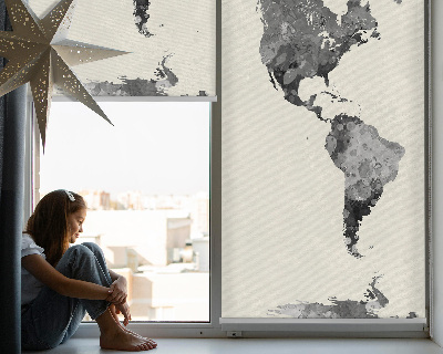 Modern roller blind Black continents