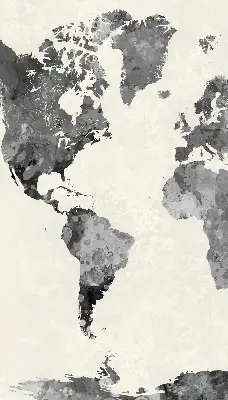Modern roller blind with a map of black continents