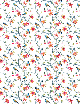 Roller blind for large window A bird on a branch